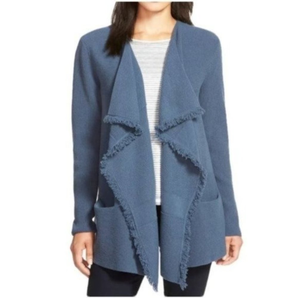 LAFAYETTE 148 Women's Drape Open Front Wool Merino & Cashmere Cardigan L Large B